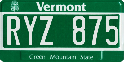 VT license plate RYZ875
