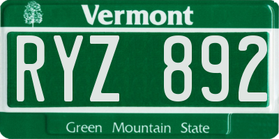 VT license plate RYZ892