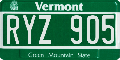 VT license plate RYZ905