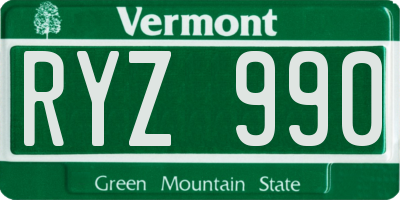 VT license plate RYZ990