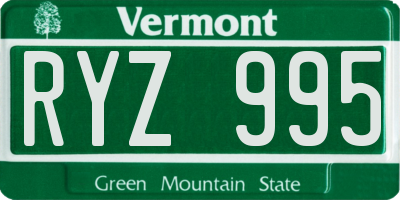 VT license plate RYZ995