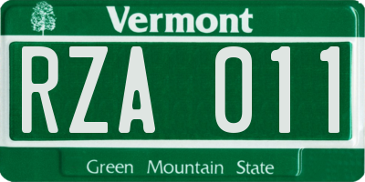 VT license plate RZA011