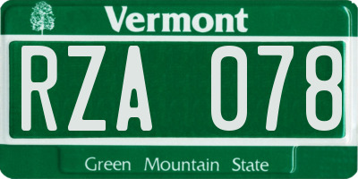 VT license plate RZA078