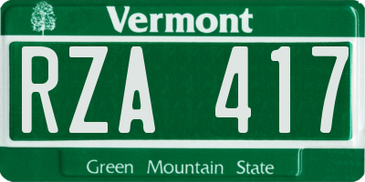 VT license plate RZA417