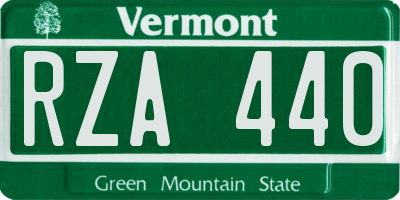 VT license plate RZA440