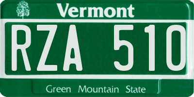 VT license plate RZA510