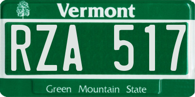 VT license plate RZA517