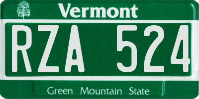 VT license plate RZA524