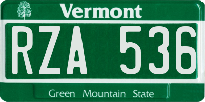 VT license plate RZA536
