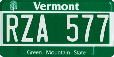 VT license plate RZA577