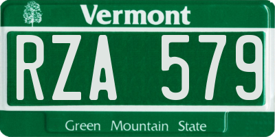 VT license plate RZA579