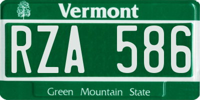 VT license plate RZA586