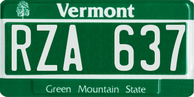 VT license plate RZA637