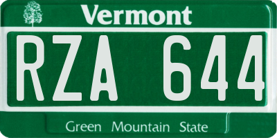 VT license plate RZA644
