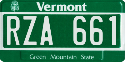VT license plate RZA661