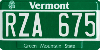 VT license plate RZA675