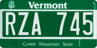 VT license plate RZA745