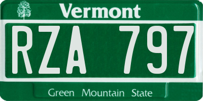VT license plate RZA797