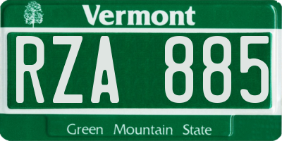 VT license plate RZA885