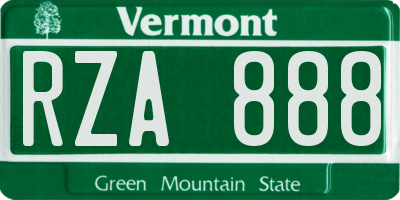 VT license plate RZA888
