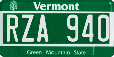 VT license plate RZA940
