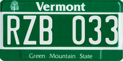 VT license plate RZB033