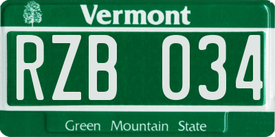 VT license plate RZB034