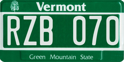 VT license plate RZB070