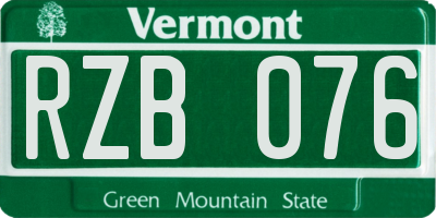 VT license plate RZB076