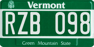 VT license plate RZB098