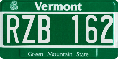 VT license plate RZB162