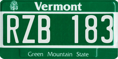 VT license plate RZB183
