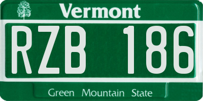 VT license plate RZB186
