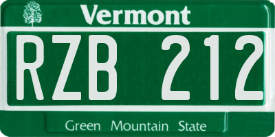 VT license plate RZB212