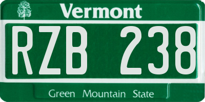 VT license plate RZB238