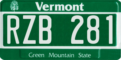 VT license plate RZB281