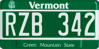 VT license plate RZB342
