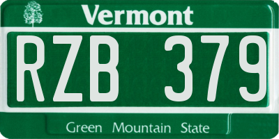 VT license plate RZB379