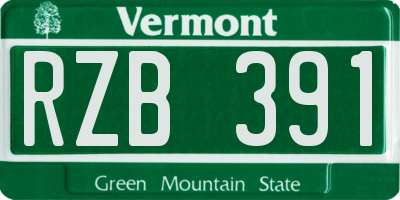 VT license plate RZB391