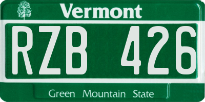 VT license plate RZB426