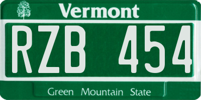 VT license plate RZB454