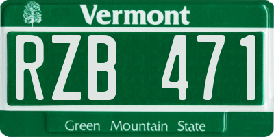 VT license plate RZB471