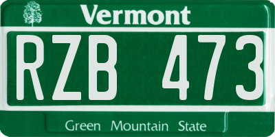 VT license plate RZB473