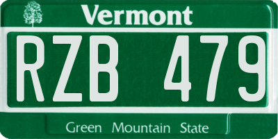 VT license plate RZB479
