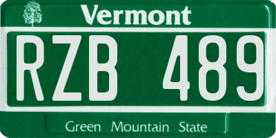 VT license plate RZB489