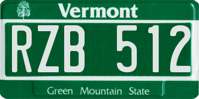 VT license plate RZB512