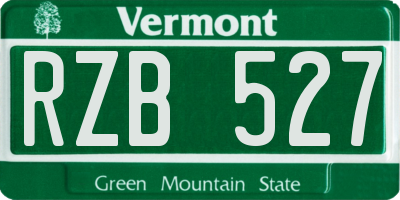 VT license plate RZB527