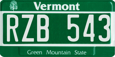 VT license plate RZB543