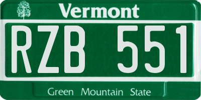 VT license plate RZB551