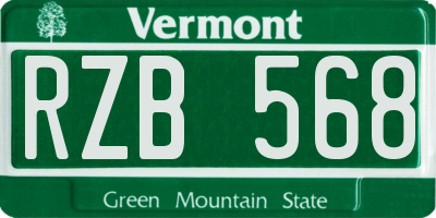 VT license plate RZB568